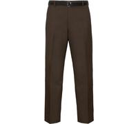 Mens Formal Belted Trousers, Smart Casual Business Executive Office Work Home Straight Leg Flat Front Everpress Pockets Smart Dress Pants Waist Sizes UK 30 to 50 Inches, Brown-30W / 31L