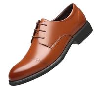 Mens Formal Business Brogue Shoes Leather Lace Up Height Increase Non Slip Working Dress Shoes for Men(Marrone,10 UK)