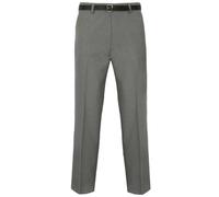 Mens Formal Classic Trousers Tailored Fit Vintage Casual Business Office Work Home Belted Waist Band Smart Dress Pants Straight Leg Flat Front Everpress Easy Care Slant Pockets (Light Grey, 34/29)