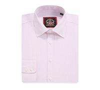 Mens Formal Dress Check Shirt for Work and Weddings Patterned Check Fabric Design Regular Classic Fit for Ease of Movement,Single & Double Cuff Options - Janeo British Apparel. Pink, 14.5" Single