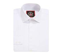 Mens Formal Dress Shirts, Self Stripe, Single or Double Cuff, Business Office Wedding wear by Janeo British Apparel. White, Single Cuff, 16.5in
