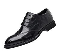 Mens Formal Dress Shoes Italian Leather Office Business Shoes Lace Up Slip Resistant Rubber Sole Breathable Comfortable Block Heel Oxford(7.5 UK) Black