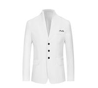 Mens Formal Jackets Regular Fit | Mens White Tuxedo Jackets Cotton Jacket Stand Collar Suit Jacket Solid Color Dress Jackets Multi-Pocketed Dinner Jacket Single-Breasted Jacket Cosy And Warm Blazer