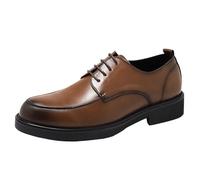 Men's Formal Oxford Dress Shoes Round Toe Leather Lace-Ups for Business Wedding Professionals, Brown, 4.5 UK