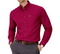 Men's Formal Oxford Shirt, Button Down, Long Sleeve | Crease-free cotton-rich Oxford with a modern tapered fit, front pocket embroidery, and 23 plain or striped colors.