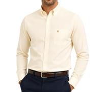 Men's Formal Oxford Shirt, Button Down, Long Sleeve | Crease-free cotton-rich Oxford with a modern tapered fit, front pocket embroidery, and 23 plain or striped colors.
