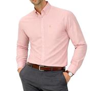 Men's Formal Oxford Shirt, Button Down, Long Sleeve | Crease-free cotton-rich Oxford with a modern tapered fit, front pocket embroidery, and 23 plain or striped colors.