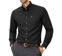 Men's Formal Oxford Shirt, Button Down, Long Sleeve | Crease-free cotton-rich Oxford with a modern tapered fit, front pocket embroidery, and 23 plain or striped colors.