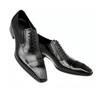 Men's Formal Oxford Shoes, Square Toe, Lace-Up,Black,10 UK