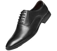 Mens Formal Shoes Dress Oxford Genuine Leather Round Toe Prom Classic Lace Up Office Slip Resistant Shoe(Negro,11 UK)