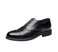 Men's Formal Shoes Dress Oxford Italian Leather Working Lace Up Non Slip Low Top Anti-Slip Office Business Wingtip(Negro,6.5 UK)