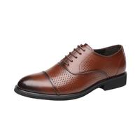 Men's Formal Shoes Dress Oxford Italian Leather Working Lace Up Non Slip Low Top Anti-Slip Office Business Wingtip(Marrone,9 UK)