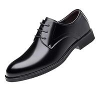 Men's Formal Shoes French Leather Breathable Business Working Office Non Slip Rubber Sole Slip Resistant Anti-Slip Shoe Fashion Lace Up Outdoor(Negro,7 UK)
