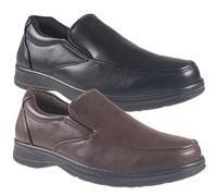 Mens Formal Slip ON Office Loafers Gents Cushion Insoles Lightweight Faux Leather Elastic Smart Casual Office Shoes (Black, UK Footwear Size System, Adult, Men, Numeric, Medium, 11)