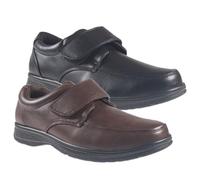 Mens Formal Touch Fastening Shoes Office Loafers Gents Cushion Insoles Lightweight Faux Leather Velcro Smart Casual Office Shoes (Brown, UK Footwear Size System, Adult, Men, Numeric, Medium, 6)