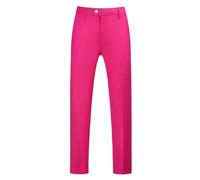 Mens Formal Trousers Casual Business Office Work Home Smart Dress Pants, Straight Leg Flat Flat-Front Waist Button Up Suit Trousers, Slim Fit Solid Color Casual Work Pants with Pocket Hot Pink