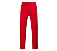 Mens Formal Trousers Casual Business Office Work Home Smart Dress Pants, Straight Leg Flat Flat-Front Waist Button Up Suit Trousers, Slim Fit Solid Color Casual Work Pants with Pocket Red
