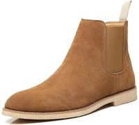 Men's Formal Wedding Dress Shoes Suede Leather Chelsea Boots Business Office Work Men Black Ankle Boot, Green Thicken, 46 EU