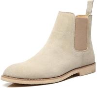Men's Formal Wedding Dress Shoes Suede Leather Chelsea Boots Business Office Work Men Black Ankle Boot, Green Thicken, 46 EU
