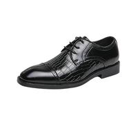 Men's Formal Wedding Party Dress Luxury Black Lace Up Breathable Leather Shoes Classic Low Top Block Heel Non Slip Office Footwear(Negro,9 UK)