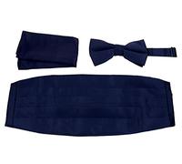 Mens Formal Woven Satin Cummerbund Pre-Tied Bowtie Hanky set - Many Solid Colors Available