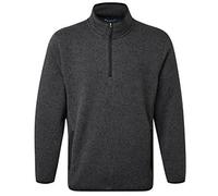 Mens Fort Easton Pullover Comfortable Fleece Sweatshirt Knitted Jumper Zip Top (L) Grey