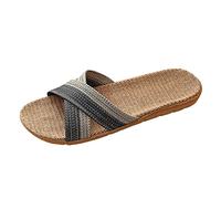 Men's Four Seasons Couple Indoor and Home Non Slip Floor Lightweight Sweat Absorbing Slippers Slippers for Men Indoor Outdoor Canvas (Grey, 7.5)