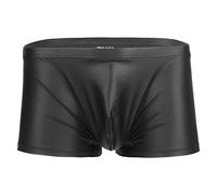 Mens Four Seasons Leather Shorts Sexy Soft Leather Taste Underwear Shorts Pants Latex Shorts Men (Black, XXXXXL)