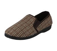 Mens Four Seasons Slip On Slippers Andrew - Brown Textile - UK Size 8 - EU Size 42 - US Size 9