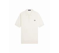 Men's Fred Perry Cotton Knitted Polo Shirt Ecru - White