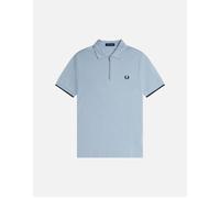 Men's Fred Perry Pique Zip Neck Polo Light Smoke - Blue - Size: 44