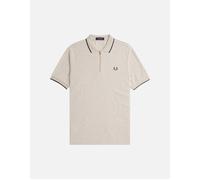 Men's Fred Perry Crepe Pique Zip Neck Polo Shirt - Tan