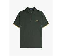 Men's Fred Perry M9886 Crepe Pique Zip Neck Shirt - Court Green