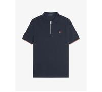 Men's Fred Perry M9886 Crepe Pique Zip Neck Shirt -Navy - Blue