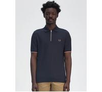 Fred Perry Pique Zip Neck Polo Navy Size: SIZE L