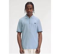 Men's Fred Perry Mens Crepe Pique Zip Neck Polo Shirt - Blue - Size: 40/Regular