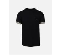 Men's FRED PERRY STRIPED CUFF T-SHIRT BLACK