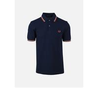 Men's FRED PERRY TWIN TIPPED POLO SHIRT TENNIS BLUE/SILKY PEACH/FLAMINGO TAN - Navy - Size: 46