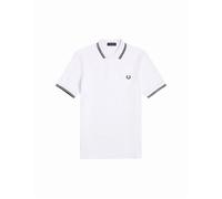 Men's Fred Perry Twin Tipped Polo Shirt White/Black/Black