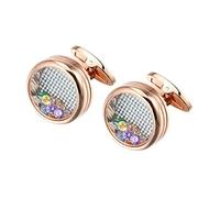 Men's French Shirt Cufflinks New Marbled Round Cuff Links Gold Color Gun Black Gifts