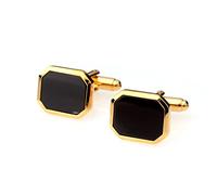 Mens French Style Cufflinks Cuff Links Black and Gold