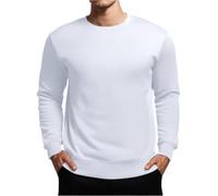 Men'S French Terry Crewneck Sweatshirt - Mens White Quarter Zip Pullover - Sportswear Top Long Sleeve Jackets Pullover Hoodie Blouse Pullovers Sportswear Top Lightweight Jackets Warm Outwear