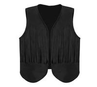 Men's Fringe Suede Waistcoat Sleeveless Open Front Y2K Cardigan Jacket