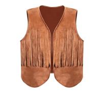Men's Fringe Suede Waistcoat Sleeveless Open Front Y2K Cardigan Jacket