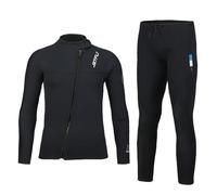 Mens Full Length Neoprene 3mm Split Wetsuit - 2 Piece Set Diving Suit with Front Zip Long Sleeve Wetsuit Jacket Top and Pant Leggings for Swimming, Surfing, Paddleboarding & Watersports S