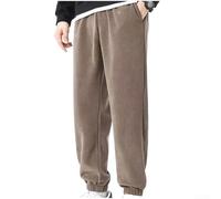 Men's Full Length Straight Trousers With Double-Sided Plush Lining, Warm Cold Weather Pants Constructed From Polyester Fabric(3XL Brown)