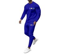 Mens Full Tracksuit Set Long Sleeve Boss Shirts and Jogging Bottoms Sweatsuits 2 Piece Crew Neck Pullover Sweatshirt Cotton Sweatpants Sweat Outfit Comfortable Sports Track Suit