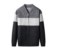 Men's Full Zip Cardigan Sweater Slim Fit Cable Knitted Zip Up Sweater with Pockets Winter Fleece Coat Men (Navy, XXXL)