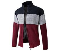 Mens Full Zip Cardigan Thick Knitted Zipper Pattern Cardigan Sweater Full Zip Front Stand Collar Classic Knitwear Jumper Knitted Open Edge Thicker Cardigan Classic Style Navy
