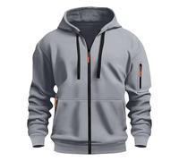 Men's Full-Zip Fleece Hoodie Classic Plain Hooded Sweatshirt Long Sleeve Jacket with Zipper Pocket Comfortable Zip-Up Hooded Top Men's Hoodie Classic Ideal Weekend Wear